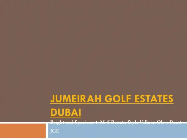Jumeirah Golf Estates Dubai - Jumeirahgolf-estates.com
