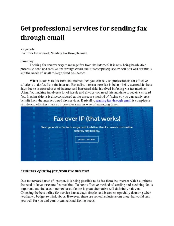 Get professional services for sending fax through email