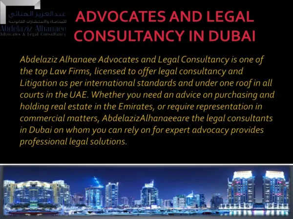 Experienced legal Consultants at top Law Firm Dubai