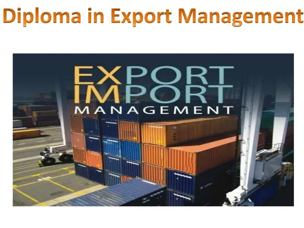 Diploma in Export Management