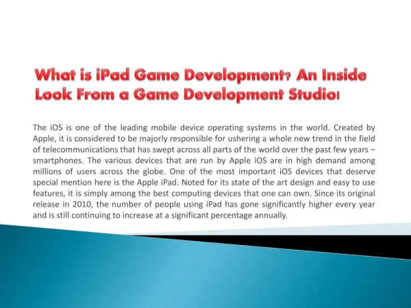What is iPad Game Development? An Inside Look From a Game Development Studio!