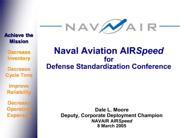 Naval Aviation AIRSpeed for Defense Standardization Conference