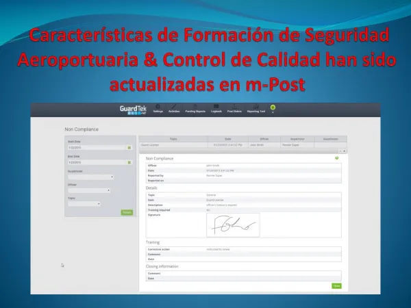 Características de Formación de Seguridad Aeroportuaria & Control de Calidad han sido actualizadas en m-Post