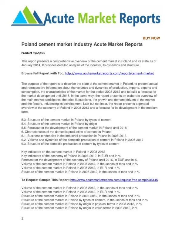 Poland cement market Industry Acute Market Reports