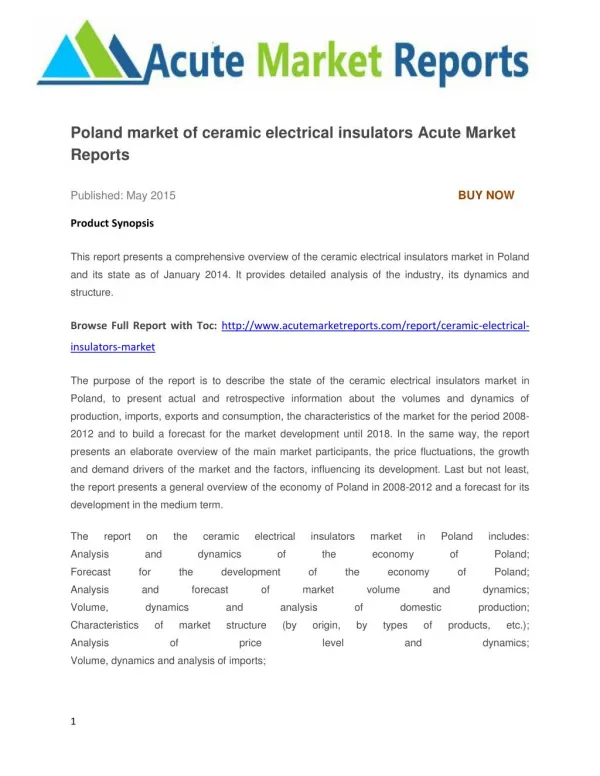 Poland market of ceramic electrical insulators Acute Market Reports