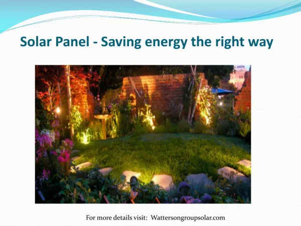 Solar Panel - Saving energy the right way