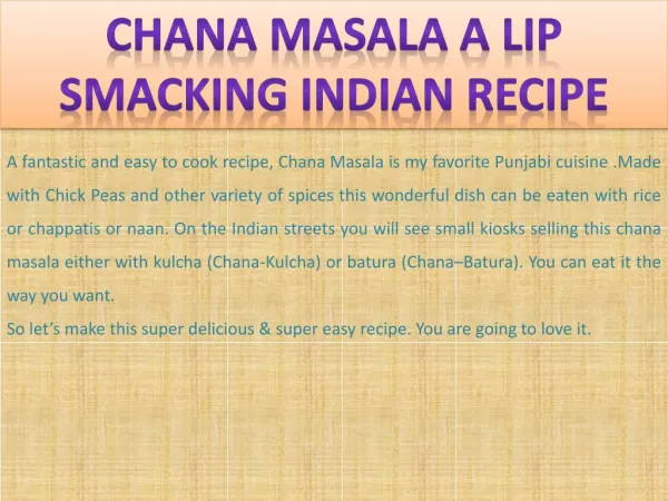 Chana Masala a lip smacking Indian recipe