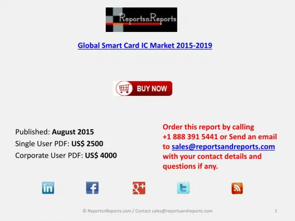 New Analysis of Smart Card IC Market Worldwide 2015-2019