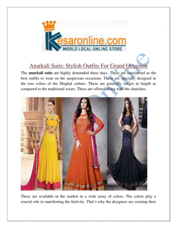 Anarkali Suits Pnline Shopping In United States