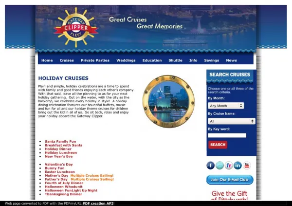 Holiday Cruises in Pittsburgh With Gateway Clipper Fleet
