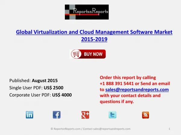 Global Virtualization and Cloud Management Software Market 2015-2019