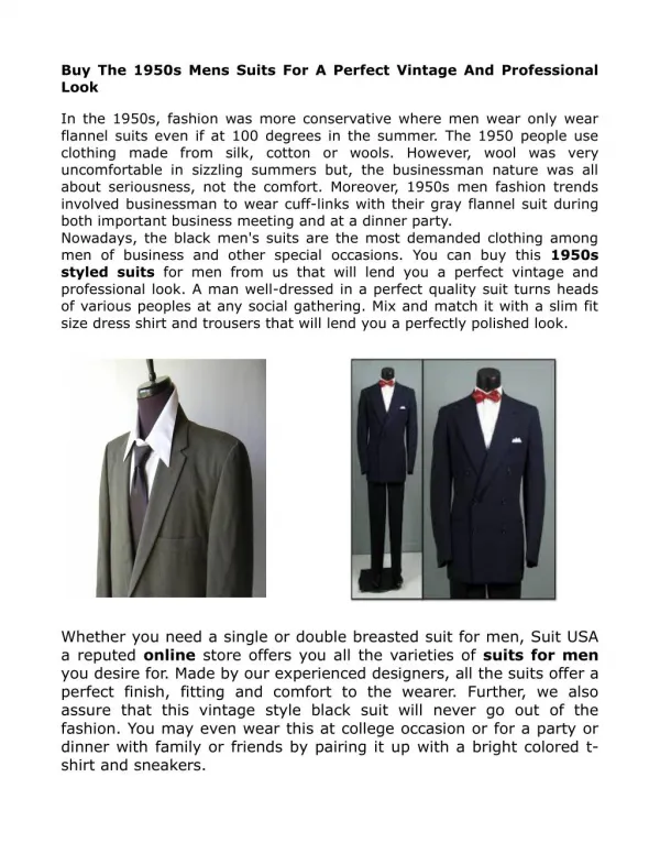 1950 Mens Vintage Suits