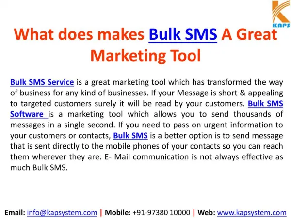What makes Bulk SMS a Great Marketing Tool