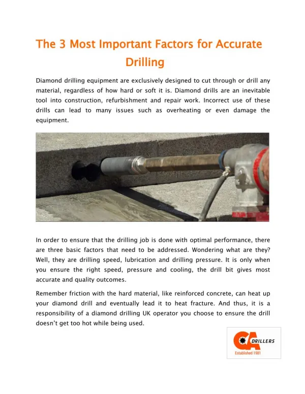 The 3 Most Important Factors for Accurate 						Drilling
