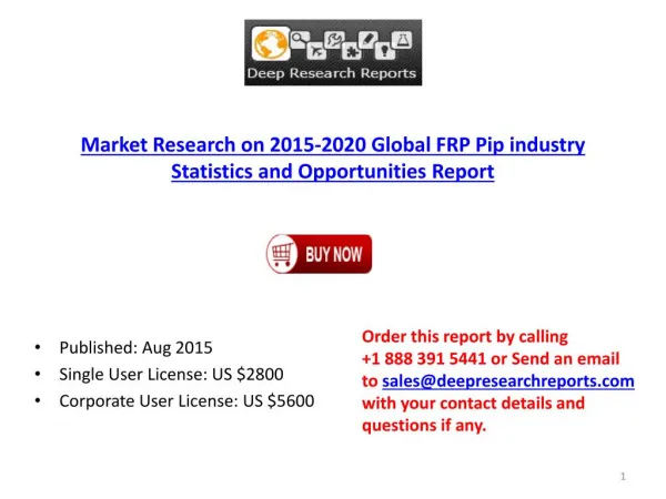 2015 Global FRP Pip industry Statistics and Opportunities Report