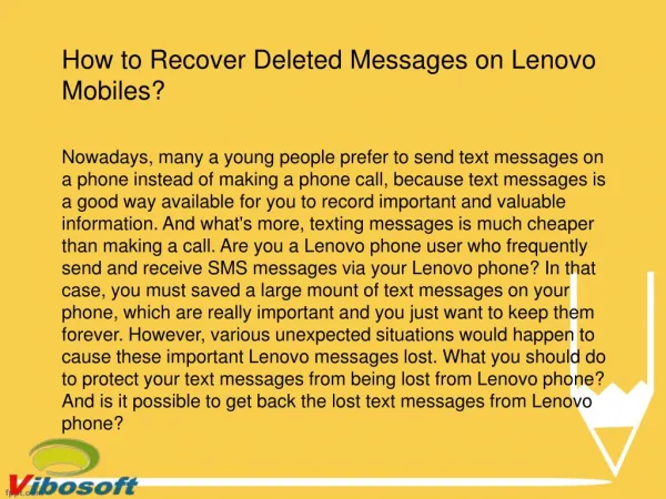 Lenovo SMS Recovery: Retrieve Deleted Messages on Lenovo Phone