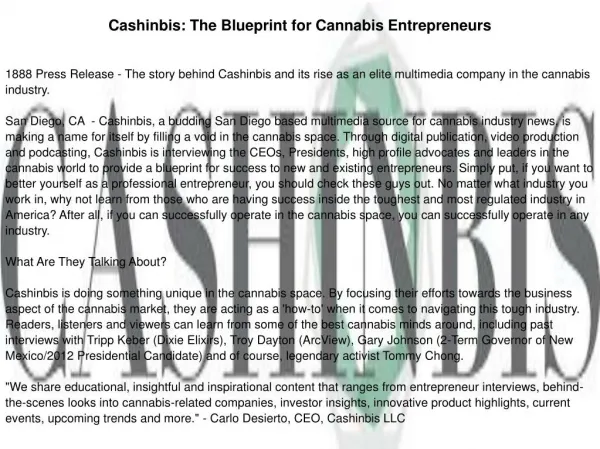 Cashinbis: The Blueprint for Cannabis Entrepreneurs