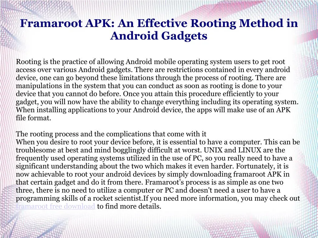 framaroot apk an effective rooting method in android gadgets