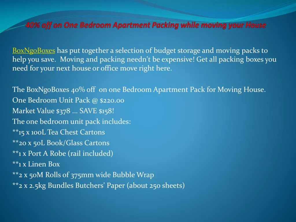 40 off on one bedroom apartment packing while moving your house