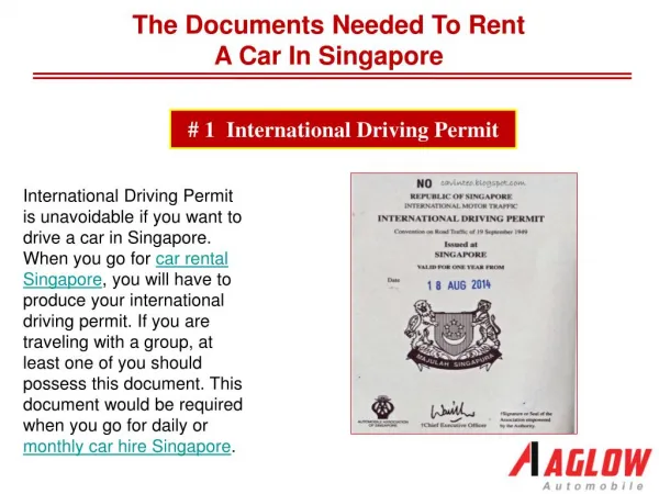 The documents needed to rent a car in Singapore