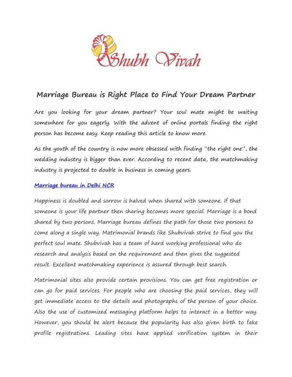 Marriage bureau In east Delhi