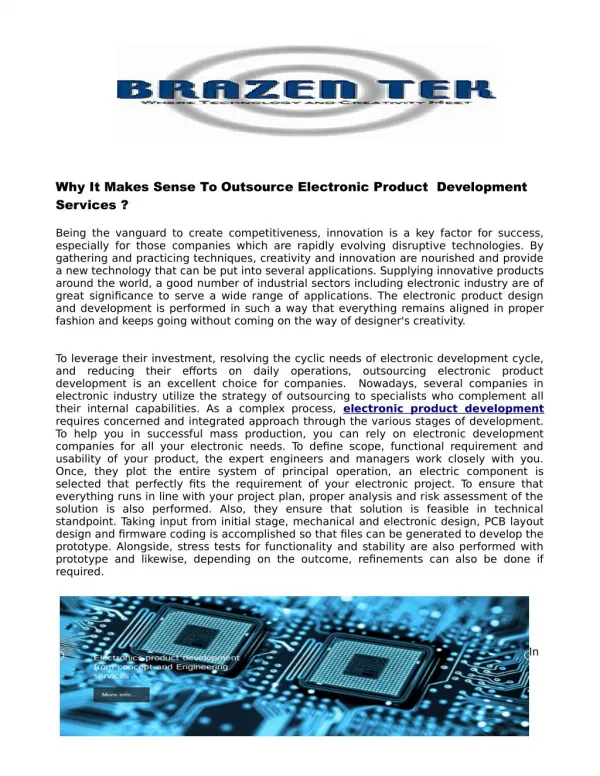 Why It Makes Sense To Outsource Electronic Product Development Services ?