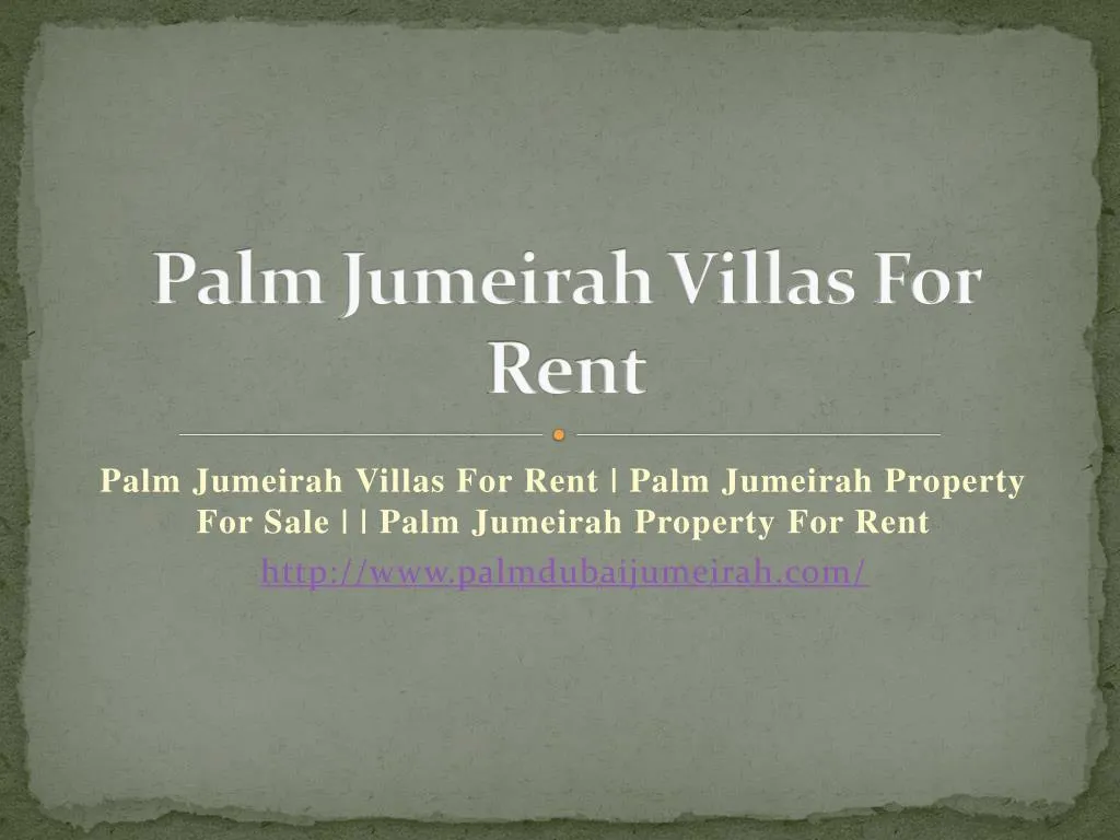 palm jumeirah villas for rent