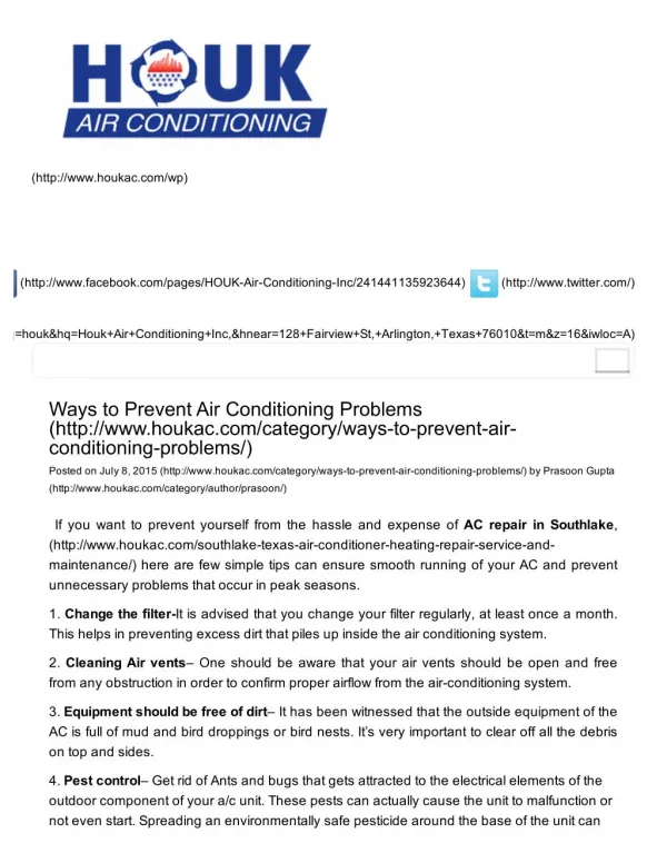Ways to Prevent Air Conditioning Problems