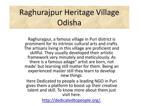 Raghurajpur Heritage Village Odisha