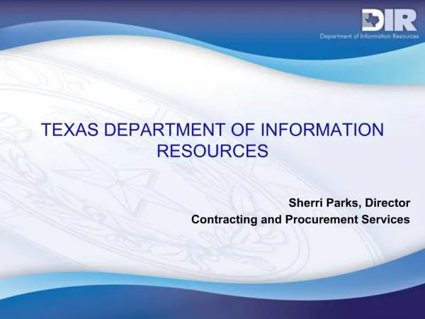 TEXAS DEPARTMENT OF INFORMATION RESOURCES