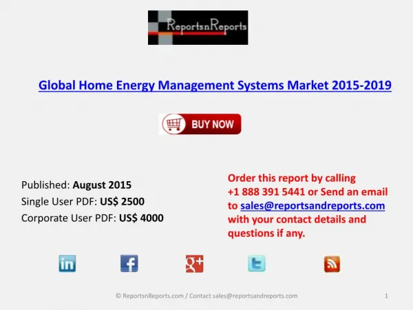 Global Home Energy Management Systems Market 2015-2019