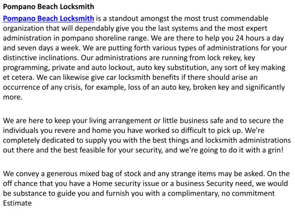 locksmith Pompano Beach