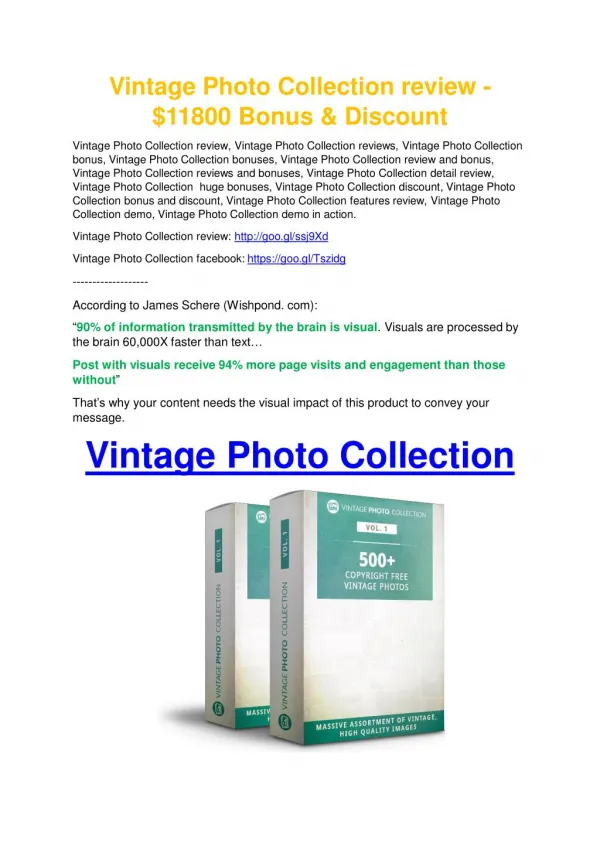 Vintage Photo Collection Review-TRUST about Vintage Photo Collection and 80% discount