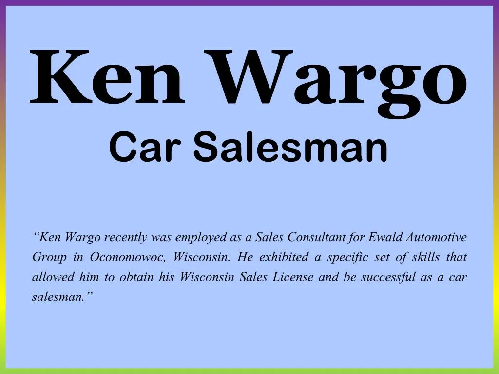 ken wargo car salesman