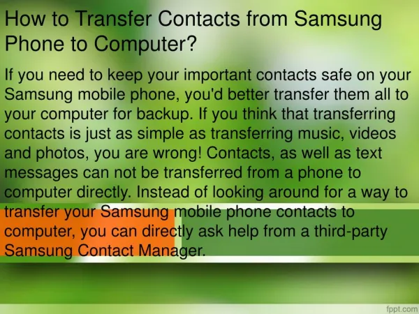How to Transfer Contacts from Samsung Phone to Computer?