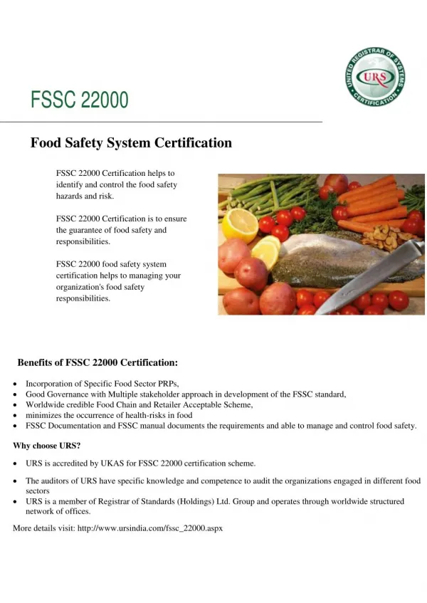 Fssc 22000 certification by ursindia
