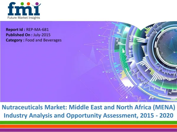 Nutraceuticals Market in Middle East and North Africa Expected to Expand at 7.1% CAGR through 2020