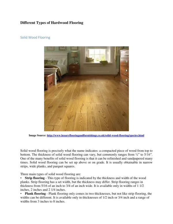 The Different Types of Hard Wood Floorings
