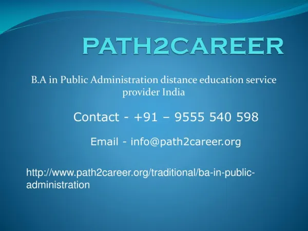 B.A in Public Administration distance education service provider India. @9278888356