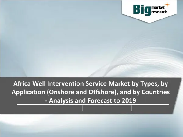 Africa Well Intervention Market by Service Types 2019 - Size, Trends, Growth & Forecast