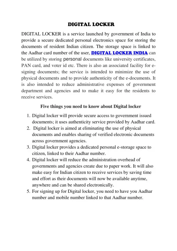 Digital locker india