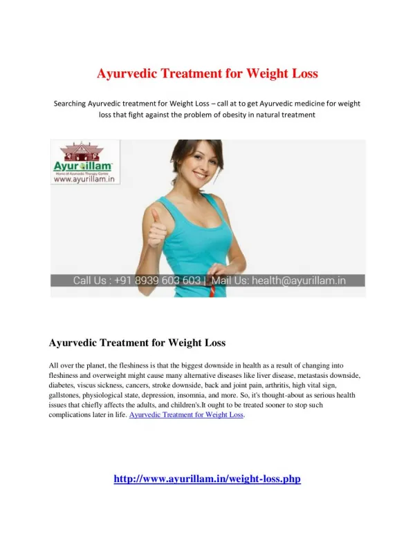 Ayurvedic Treatment for Weight Loss 