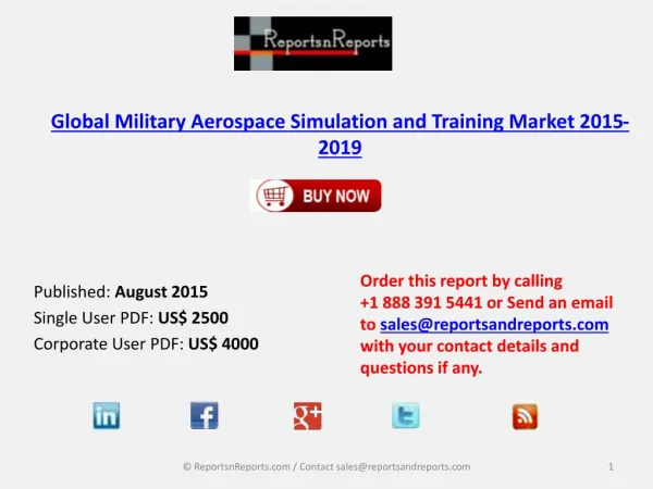 Global Military Aerospace Simulation and Training Market 2015-2019