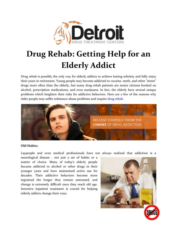 Drug Rehab: Getting Help for an Elderly Addict