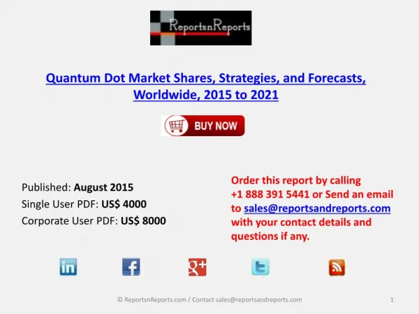 Quantum Dot Market and Quantum Dot LED (QLED) Solar Analysis Report 2021