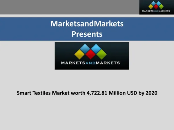 Smart Textiles Market worth 4,722.81 Million USD by 2020