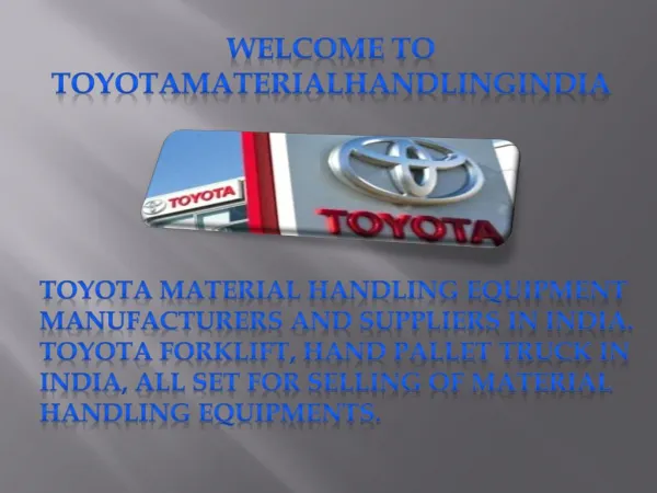 Toyota material handling India,Material handling India
