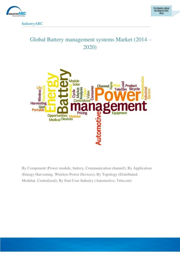 Battery Management Systems Market