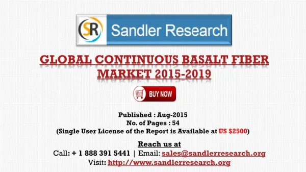 Global Research on Continuous Basalt Fiber Market to 2019: Analysis and Forecasts Report