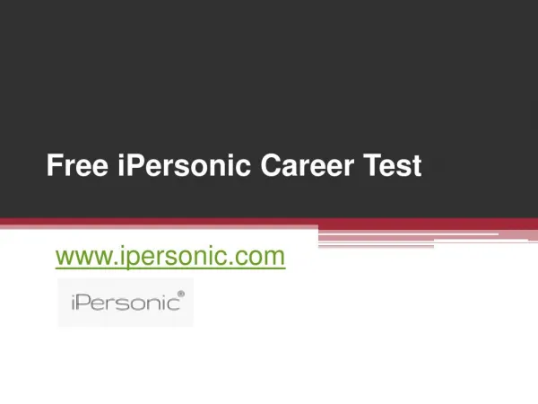 Online Free iPersonic Career Test - www.ipersonic.com
